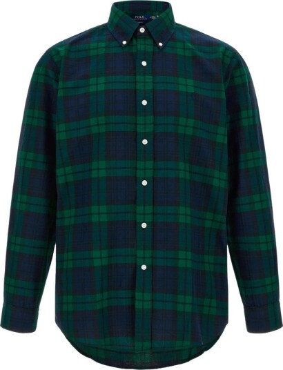 Polo Ralph Lauren Custom Fit Tattersall Oxford Shirt   Navy   M