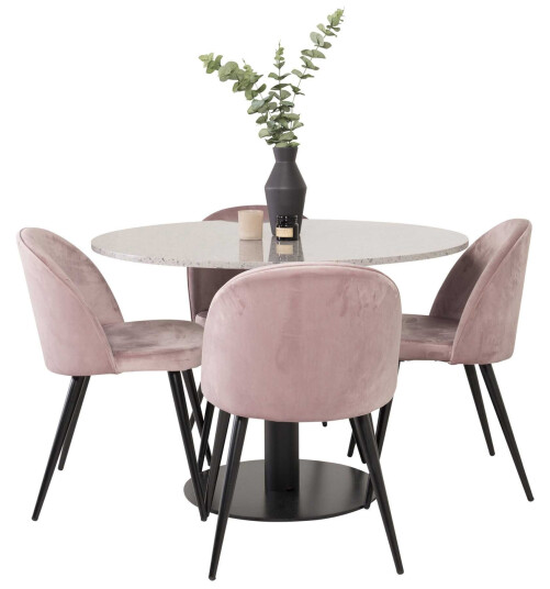 Venture Design Razzia & Velvet spisegruppe Grå/svart 4 st stoler & bord 106 cm
