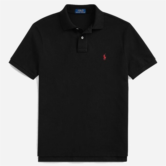 Ralph Lauren Custom Slim Fit Mesh Polo Shirt - Black Ralph Lauren Custom Slim Fit Mesh Polo Shirt - Black
