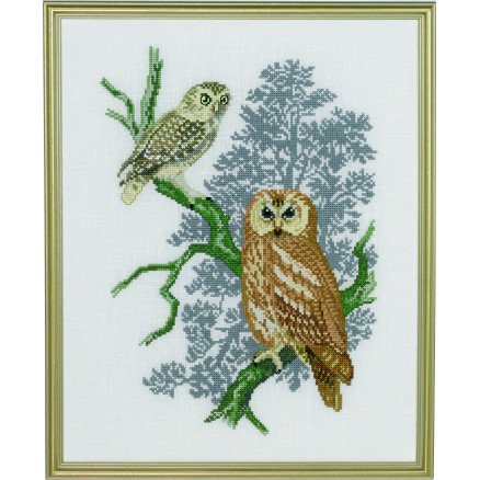 Permin Broderisett Låveugle og nattugle 31x39cm