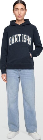 Gant Kids Collegiate Rib Insert Hoodie Navy 152