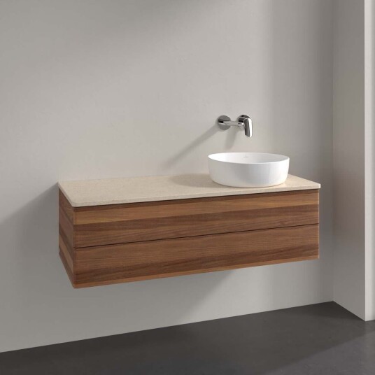 Villeroy & Boch Antao Servantskap med 2 skuffer 120x50x36 cm u/lys Valnøtt/Crème