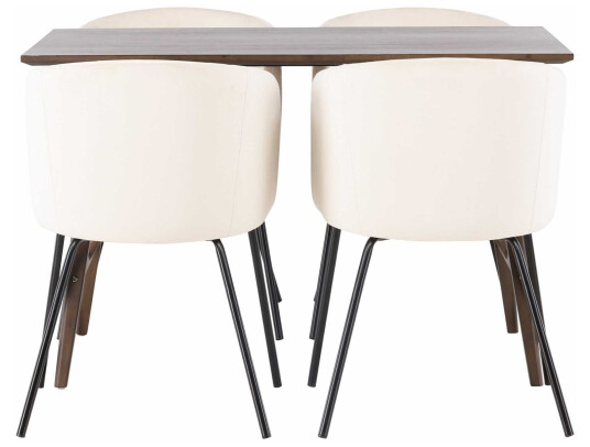 Venture Design Kaseindon & Berit spisegruppe Beige/mørkebrun 4 stoler & bord 120 x 80 cm