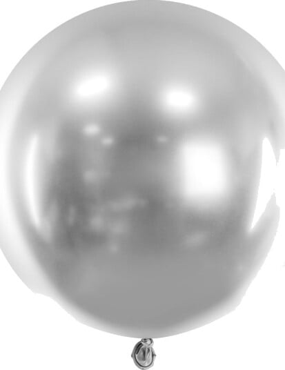 60 cm Rund Glossy Mirror Sølvfarget Ballong