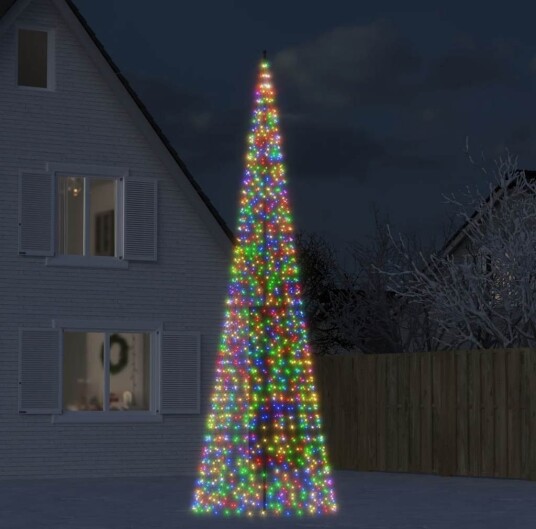 vidaXL Juletrelys på flaggstang 1534 LED fargerik 500 cm vidaXL Juletrelys på flaggstang 1534 LED fargerik 500 cm