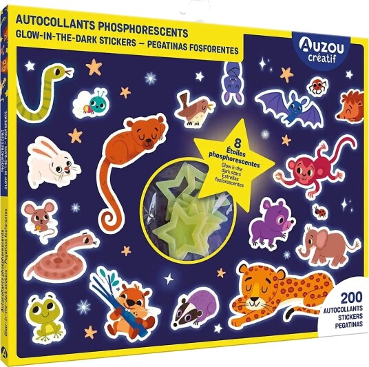 Auzou Activity Kit Stickers 200 Pcs Glow In The Dark Multi/patterned ONE SIZE