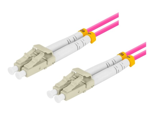 Lanberg - Patchkabel - Lc/Upc Multimodus (Hann) Til Lc/Upc Multimodus (Hann) - 10 M. - 3 Mm - Fiberoptikk - Dupleks - 50 / 125 My - Om4 - Halogenfri - Fiolett