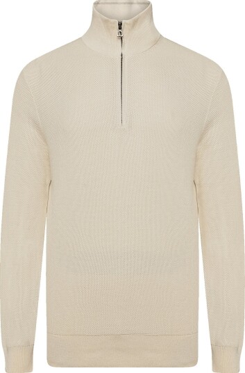 Polo Ralph Lauren Mesh Knit Cotton Quarter Zip Sweater   ANDOVER CREAM   XXL
