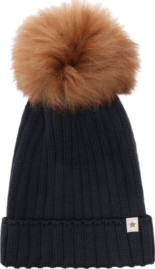 Huttelihut Hat Knit Alpaca Pompom DARK NAVY 54\6 8Y