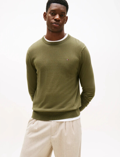 Tommy Hilfiger Pima Org Ctn Cashmere Crew Neck - Khaki green - L