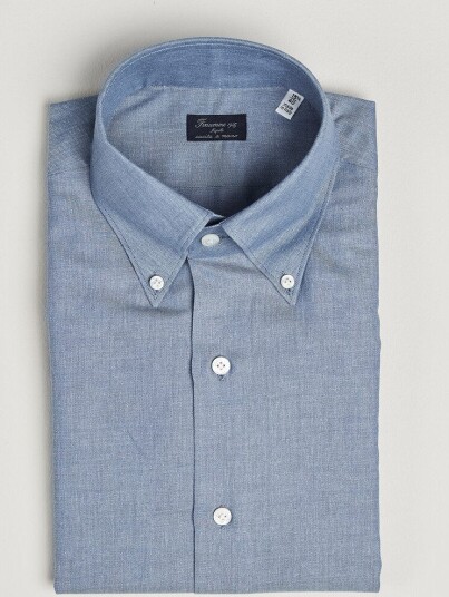 Finamore Napoli Milano Slim Cashmere BD Shirt Light Blue