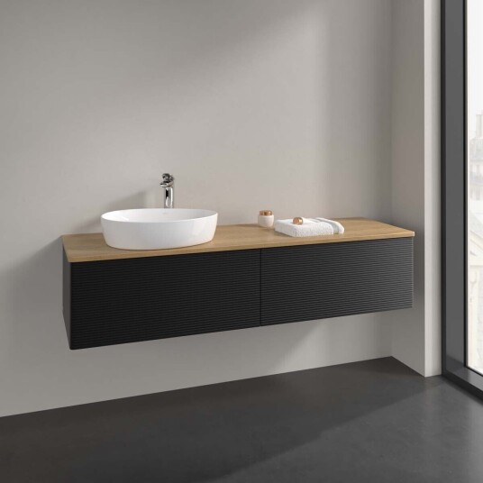 Villeroy & Boch Antao Servantskap med 2 skuffer 160x50x36 cm m/lys Sort Matt/Eik