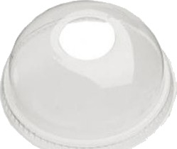 Plastlåg Ø95 Mm Kuppel Med Hul Til Sugerør Rpet Klar,50 Stk/Ps 50 Stk.