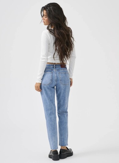 Only Onlemily Hw St Raw Crop Ank Bukse Blå W31 L34