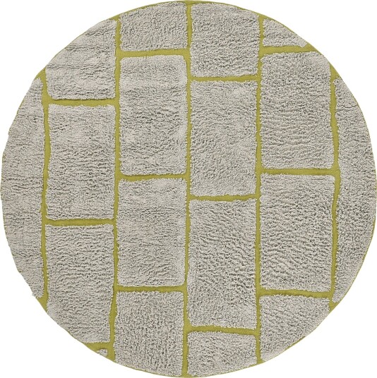 Runde tepper Lindley Natural Cotton Shaggy greige/grønn Størrelse: Ø 200 cm