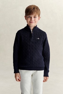Gant Kids Shield Cotton Cable Half Zip Sweater Navy 176 Gant Kids Shield Cotton Cable Half Zip Sweater Navy 176
