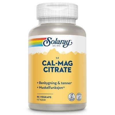 Solaray Cal Mag 1:1 Citrate veg 90 Kapsler