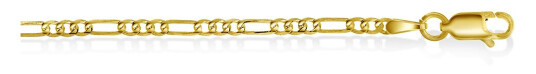 Figaro kjede i forgylt 925 sølv 2,4 mm, 60 cm
