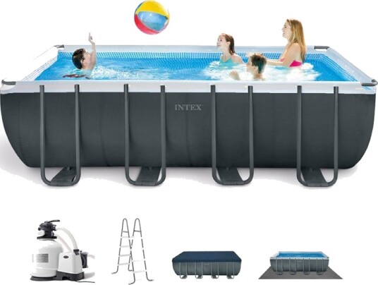 Intex Ultra XTR Premium rektangulært rammebasseng 549x274x132cm med sandfilterpumpe Intex Ultra XTR Premium rektangulært rammebasseng 549x274x132cm med sandfilterpumpe