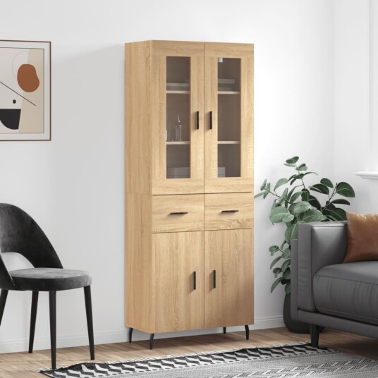  Highboard sonoma eik 69,5x34x180 cm konstruert tre