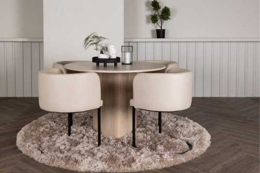 Venture Home Olivia Spisegruppe 110 cm Rund med 4 Simrishamn Stoler Whitewash