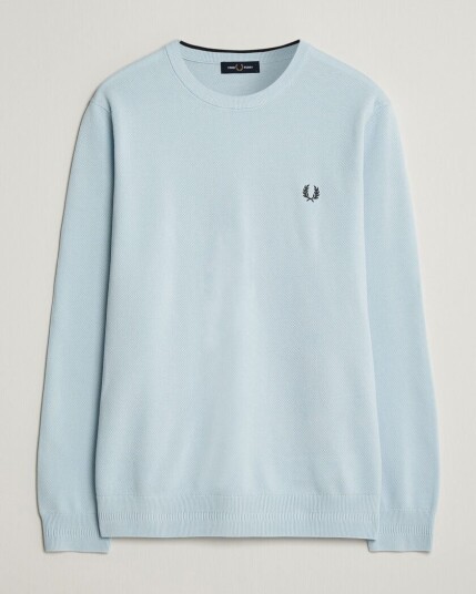 Fred Perry Piqué Stitched Sweater Light Ice Fred Perry Piqué Stitched Sweater Light Ice