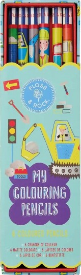 Floss & Rock Colouring Pencils 6 Pack - Construction - YELLOW - 18X5X1