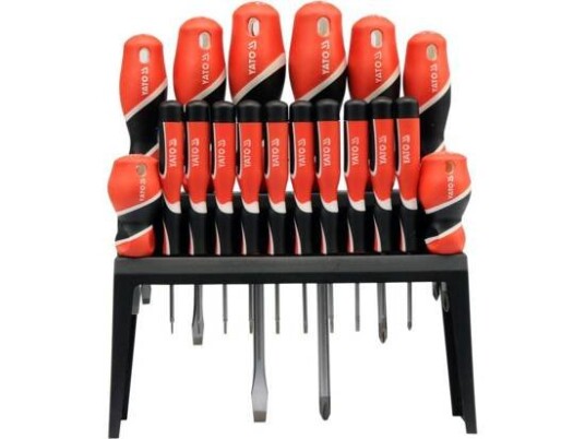 Yato Rullesett 18 Deler - Flat, Kryss og Torx Skrutrekkere S2 58 HRC Yato Rullesett 18 Deler - Flat, Kryss og Torx Skrutrekkere S2 58 HRC