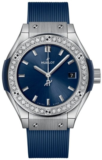 Hublot Dameklokke 591.NX.7170.RX.1204 Classic Fusion Blå/Gummi Ø29