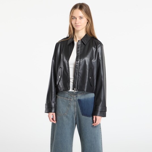Calvin Klein Jeans Leather Moto Jacket   Black   XS