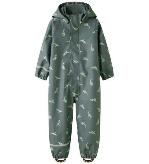 Name It Regndress m. Fleece PU NmmTørr10 Balsam Green/Dino Name It 1½ år 86 Regntøy Grønn