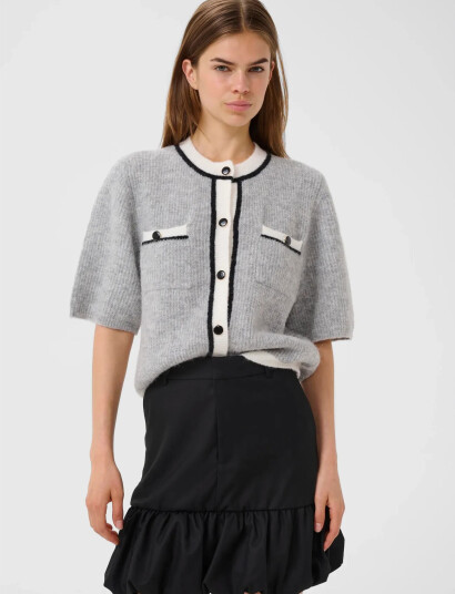 Gestuz Gzalpha Contrast Cardigan Grey L Gestuz Gzalpha Contrast Cardigan Grey L
