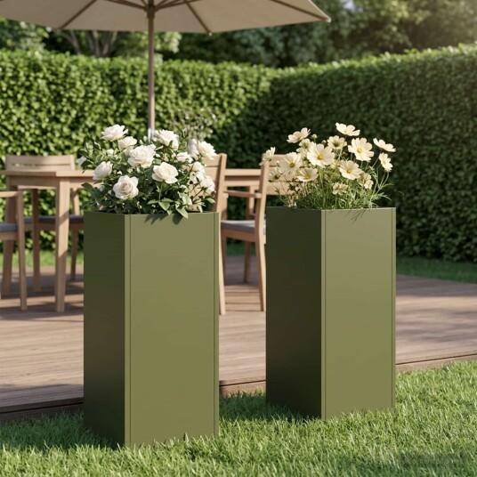 vidaXL Hageblomsterpotte 2 stk. Olivengrønn 20 x 20 x 40 cm