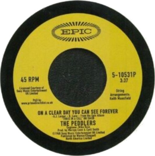The Peddlers On A Clear Day You Can See Forever Uk Vinyl