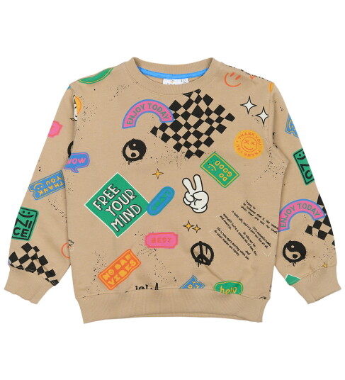 The New Humus AOP Peter Oversize Collegegenser 5-6 år