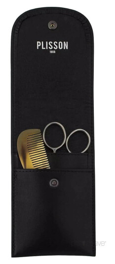 Plisson, Beard Care Kit with Scissors and CombBlack Leather Plisson, Beard Care Kit with Scissors and CombBlack Leather