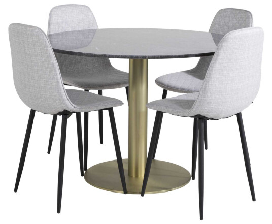 Venture Design Estelle & Polar spisegruppe Svart/grå 4 st stoler & bord 106 cm