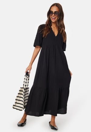 Happy Holly Maxi Cotton Gauze Dress Black 52/54
