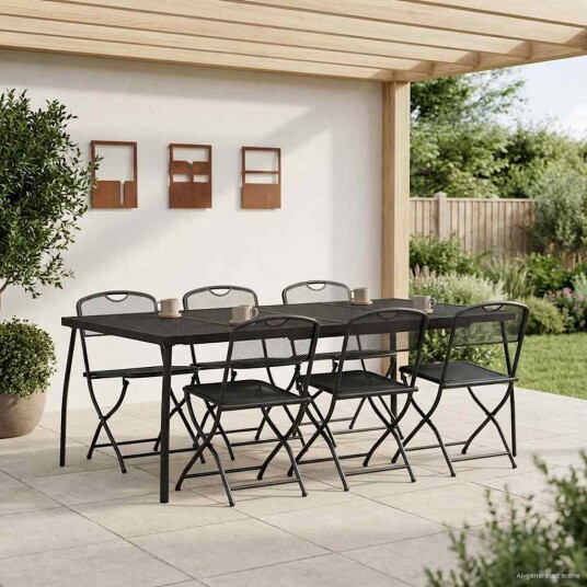 Utemøbelsett 7 pcs Antrasitt Jern og stål Utemøbelsett 7 pcs Antrasitt Jern og stål