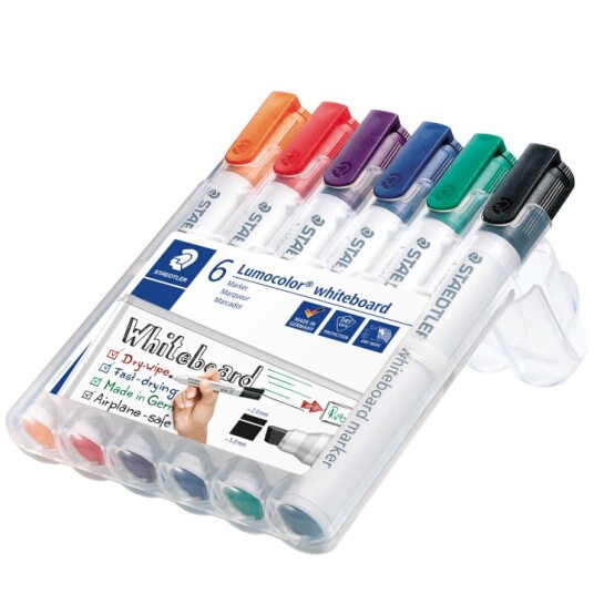 Staedtler 6-pakke Lumocolor Whiteboard vinklet spiss