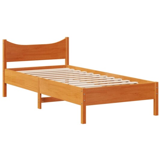 Sengeramme med hodegavl voksbrun 75x190 cm heltre furu 3307070