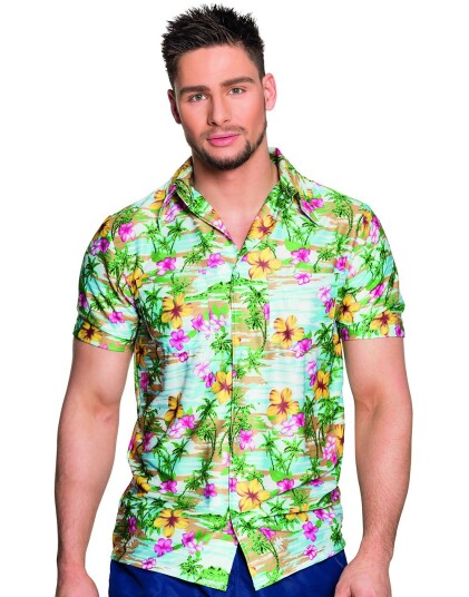 Blå Hawaii Kostymeskjorte med Strandmotiv Blå Hawaii Kostymeskjorte med Strandmotiv