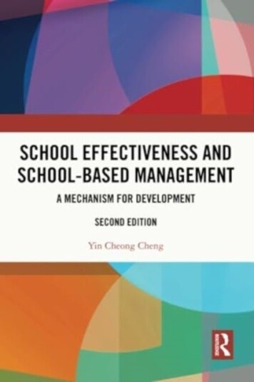 School Effectiveness and School Based Management