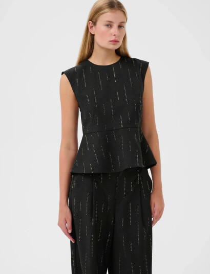 Gestuz Gzadira Peplum Top - Grey - 34 Gestuz Gzadira Peplum Top - Grey - 34