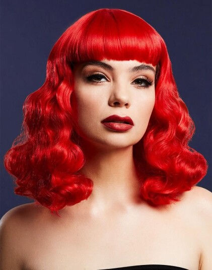 Bettie Deluxe Wig Kan Styles! Rød Skulderlang Parykk