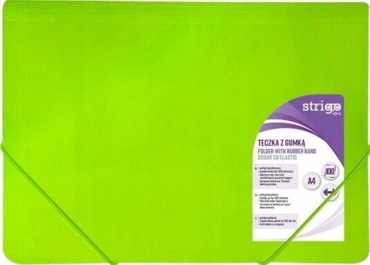 Strigo A4 Pp Neon Grønn Strigo Mappe Med Strikk