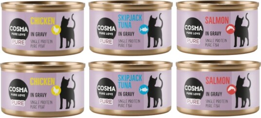Cosma Våtfôr Pure Mix 3 Varianter 6 X 80 G