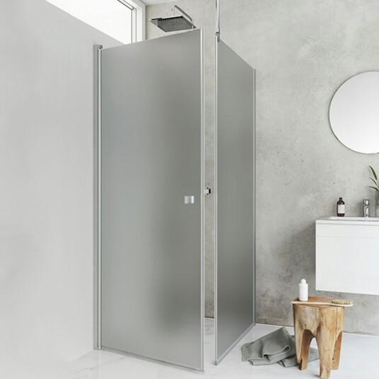 Hafa Igloo Pro Rett/Fast Dusjhjørne 100x130 cm, Alu/Frostet glass