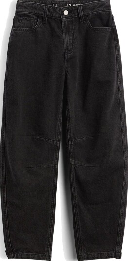 GAP Kids High Rise Barrel Jeans - BLACK WASH - 128/134
