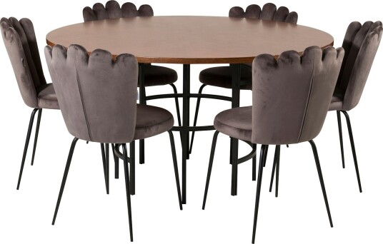 Furniture/Fashion Spisegruppe furniture/fashion Copenhagen med 6 Grå Limhamn Light Stoler GR19334